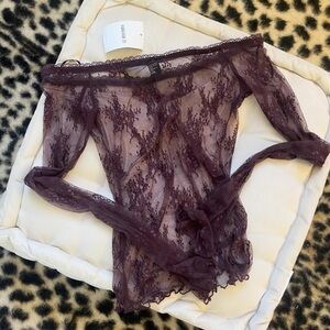 Elegant Lace Bodysuit in Purple